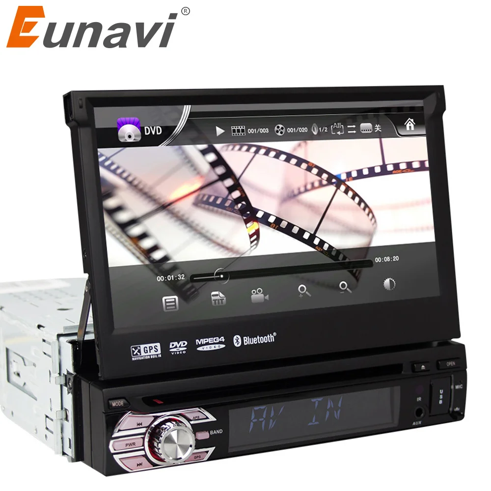 Универсальный автомобильный DVD плеер Eunavi 1 din с сенсорным экраном HD стерео радио