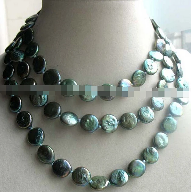 

0001956 freshwater pearl green coin 11-13mm necklace 45