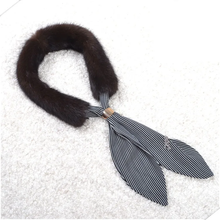 Натуральный норковый меховой воротник, натуральный норковый меховой шарф, модный дизайн, женский серый черный искусственный воротник F699 - Цвет: brown mink fur