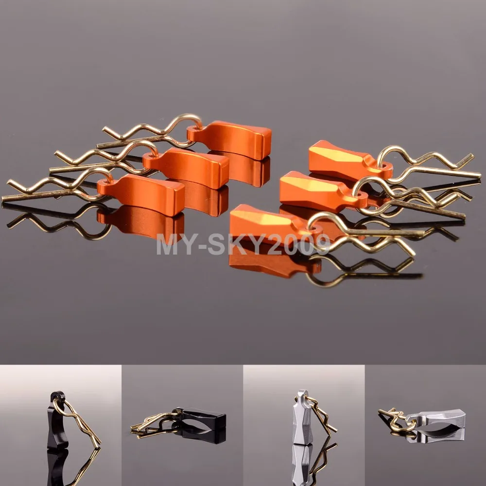 

6pcs Body Clips with Aluminum Mount For 1/10 or 1/8 RC Axial Racing Yeti ROCK RACER