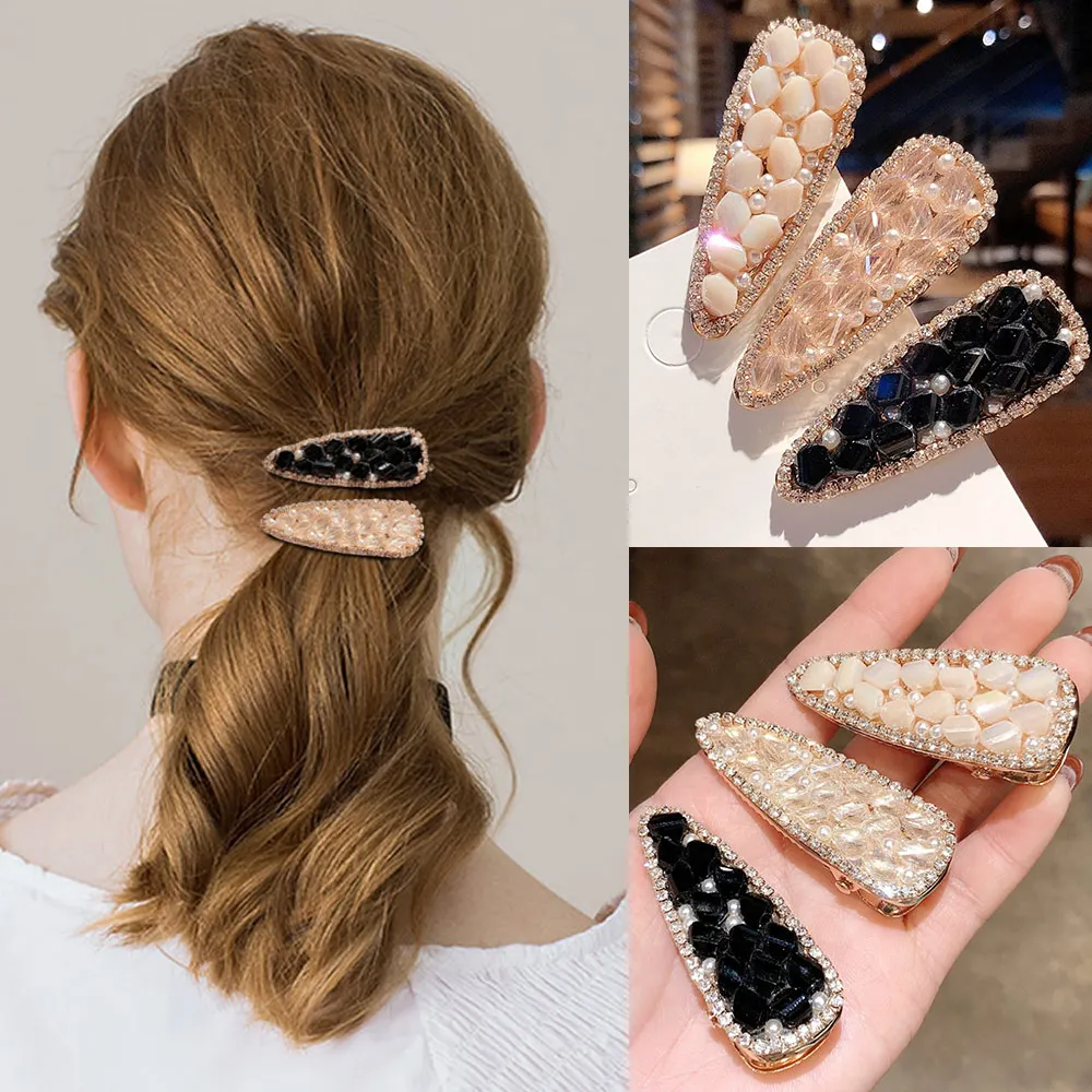 1PC New Women Solid Color Hair Clips Girls Geometric Rock Barrettes Water Droplets Rectangle Hairpins Headbands Hair Accessories