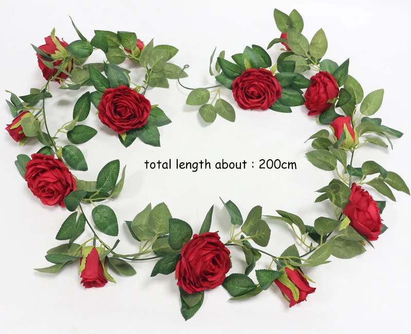 JAROWN Artificial 2m Multi Flower High Quality Rose Vine Fake Flower European Rose Home Wall Hanging Rattan Wedding Decor Flores (56)