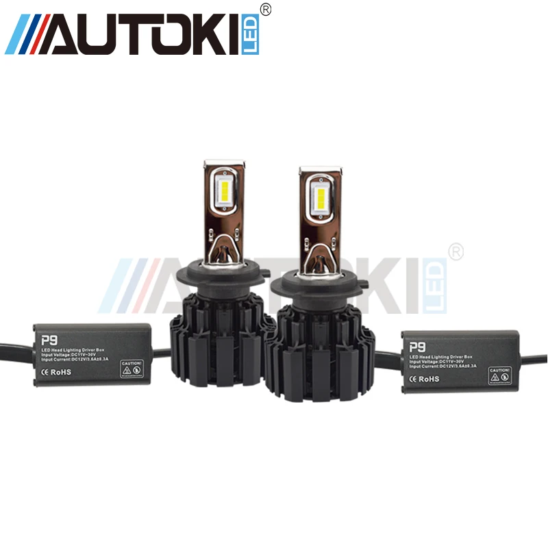 Бесплатная доставка Autoki H4 H7 H11 9006 9005 P9 Авто светодиодные фары 100 Вт 13600LM дальнего и