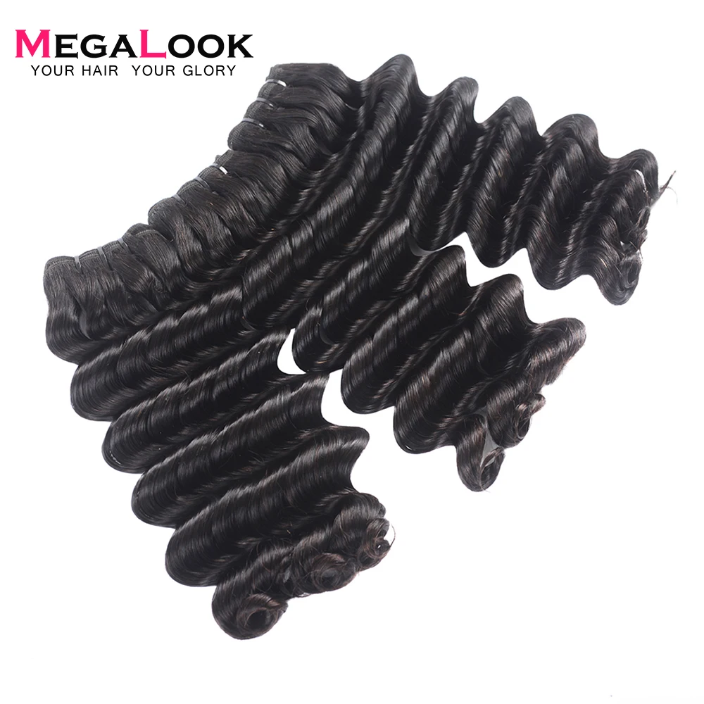 3 Deep Wave Bundles with closure Brazilian Double Drawn Virgin Hair Bundles Unprocessed Weave 100% Human Hair Extension