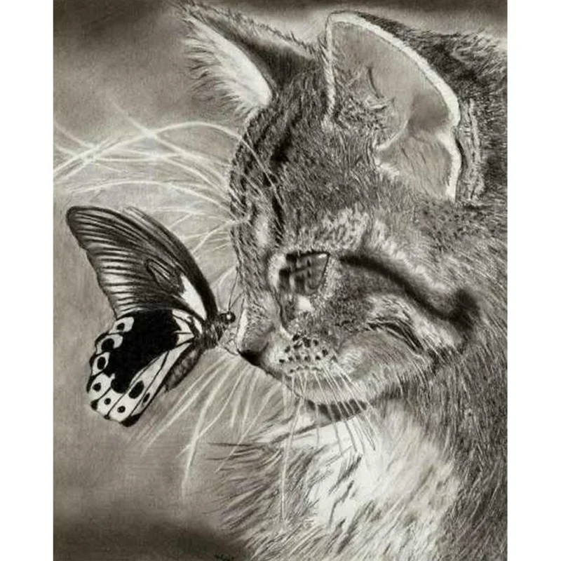 

9674 Butterfly Cat Diamond Painting Oil Painting Pictures By Numbers Poster Modular Pictures Modern Wall Panels Home Decor