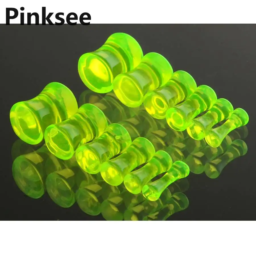 

12pcs/lot Acrylic Glow In The Dark Ear Taper Ear Plug Stretch Gauge Double Flare Solid helix ear piercings 7 Colors