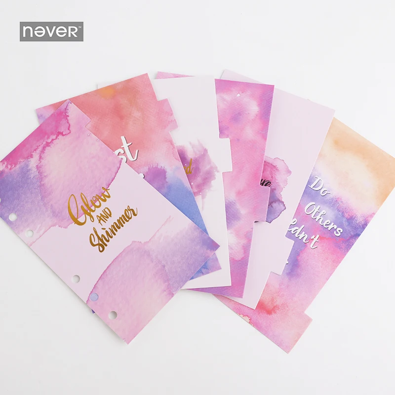 

NEVER Notebook Index Pages for Filofax Spiral planner Diary Core Refill Dividers office Accessories school stationery 6 Sheets
