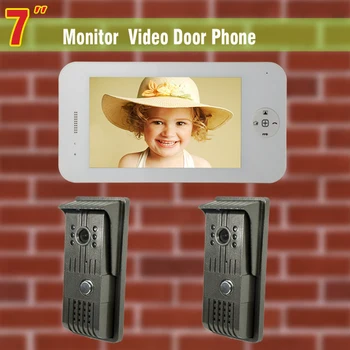 

7 inch monitor video door phone intercom doorbell 2 Camera video doorphone intercom wired home intercom system doorbell intercom