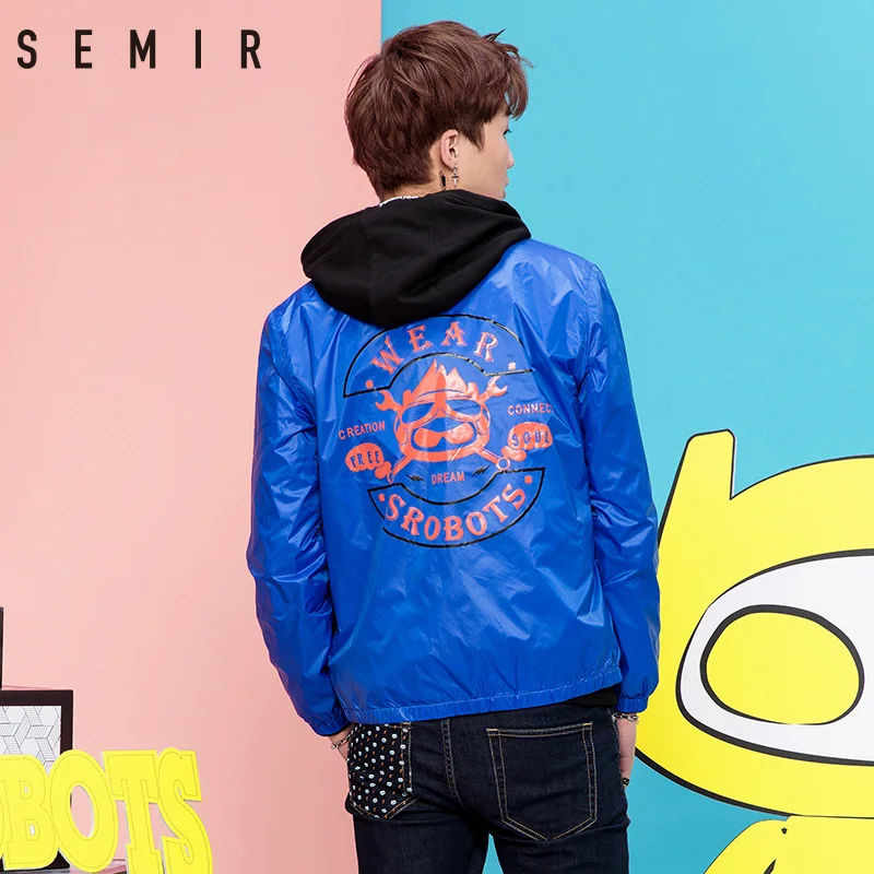 SEMIR куртки мужские Длинные рукава пальто мультфильм принт тонкие ветрозащитные