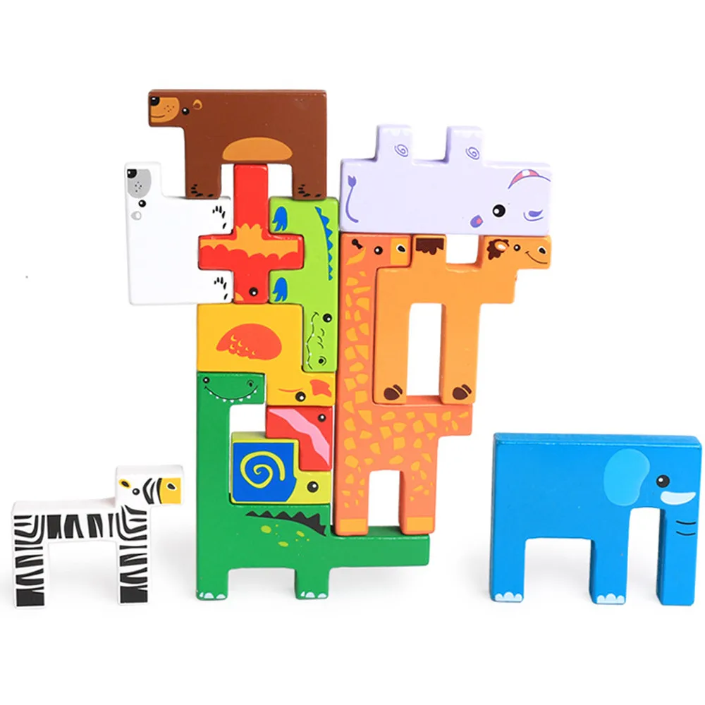 HIINST Бестселлер Обучающие деревянные Мультяшные животные доска 3D Строительные головоломки детские игрушки Прямая поставка ap16m30