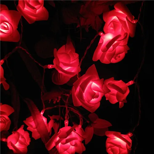 YIYANG 2 м свадебный цветок розы для декорирования букет со светодиодами гирлянды батарея Rosa Рождество фестиваль вечерние сад спальня Lumiere - Испускаемый цвет: Красный