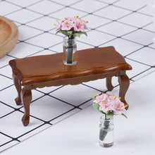 1/12 миниатюрный деревянный журнальный столик, имитация торцевого стола, мебель, игрушки для украшения кукольного дома, аксессуары