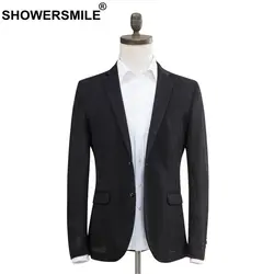 SHOWERSMILE черный костюм Мужская куртка из дышащей ткани Slim Fit Blazer мужской нежный Для мужчин Smart Повседневное блейзеры весна-осень куртки новый