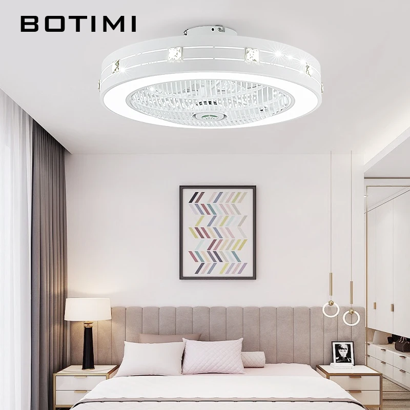Современные светодиодный потолочные вентиляторы BOTIMI с подсветкой для гостиной
