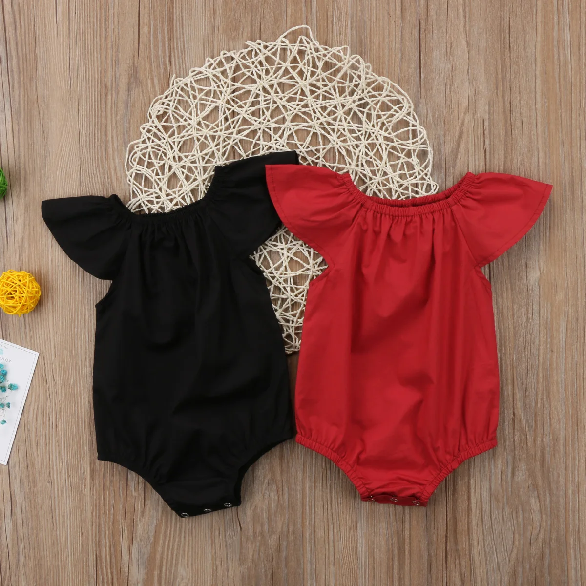

Newborn Toddler Baby Girls Clothes Romper Short Sleeve Playsuit Jumpsuit Casual Solid Black Red Kids Clothes Outfits 0-24M