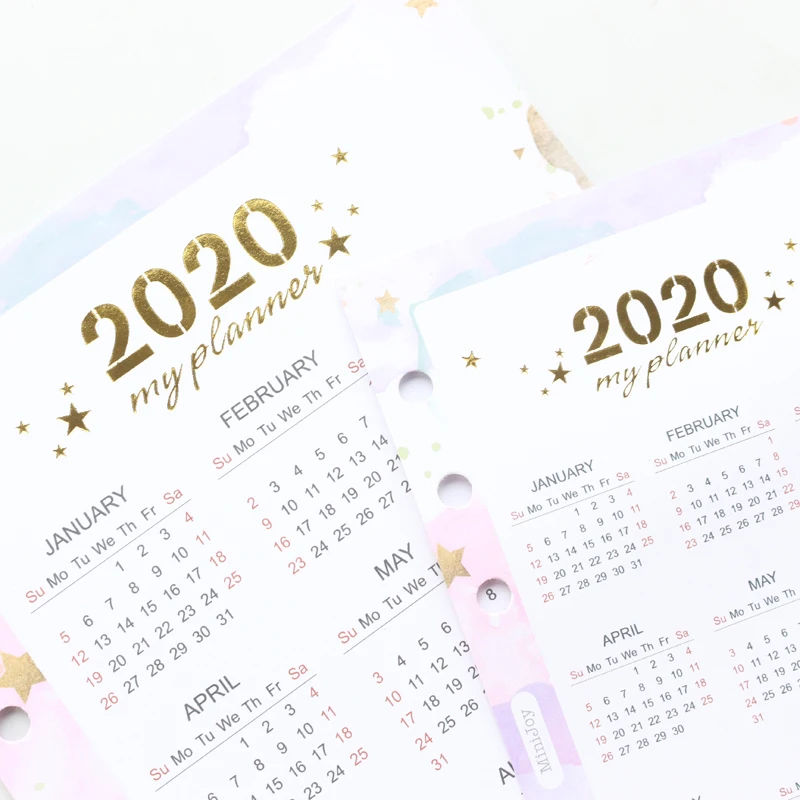 

Domikee cute 2020 year calendar paper divider for 6 rings binder planner school spiral notebooks accessories stationery A5A6