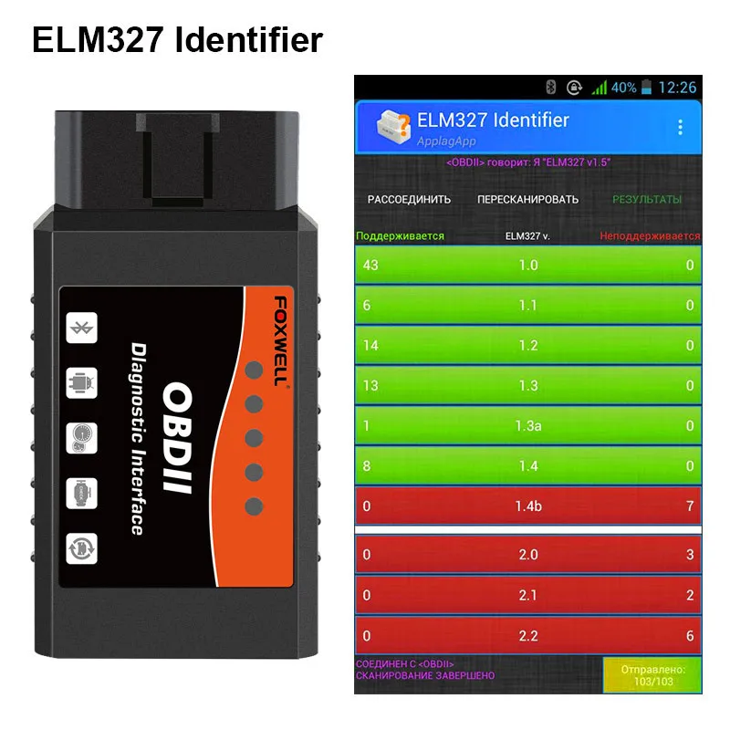 FW601 Univers OBD2 ELM327 Bluetooth V1.5 PIC18F25K80 ODB 2 Car Code Reader Scanner OBDII ODB2 ODB II Scan Tool ELM 327 V 1.5 New