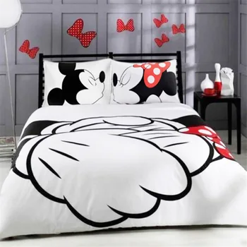 

Mickey Minnie Mouse 3D Printed Bedding Sets Adult Twin Full Queen King Size White Black Bedroom Decoration Duvet Cover Set