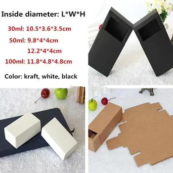 

20pcs/lot 30ml/50ml/100ml White Black Kraft Paper Drawer Boxes for Essential Oil Bottles Dropper Bottle Jewelry Gift Packaging