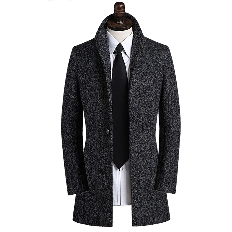 S-9XL! мужская осенне-зимняя одежда шерстяная верхняя одежда повседневная одежда термо утолщение тонкий плюс размер Тренч пальто - Цвет: as picture