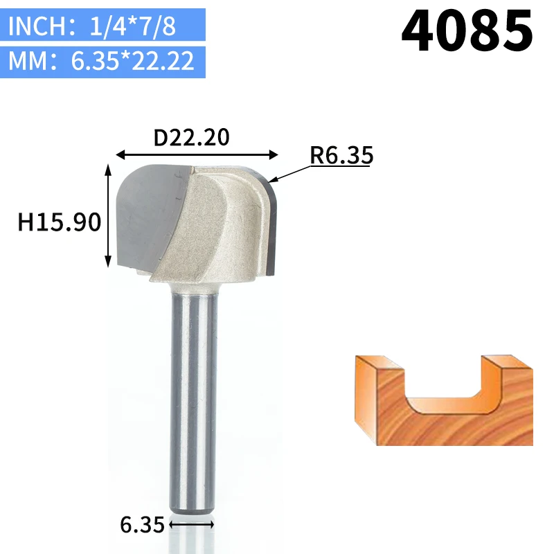 HUHAO 1 шт. 1/" хвостовик чаши и лоток шаблонный маршрутизатор бит карбида вольфрама Концевая мельница для деревообработки режущий инструмент деревообрабатывающий фрезерный станок - Длина режущей кромки: 4085