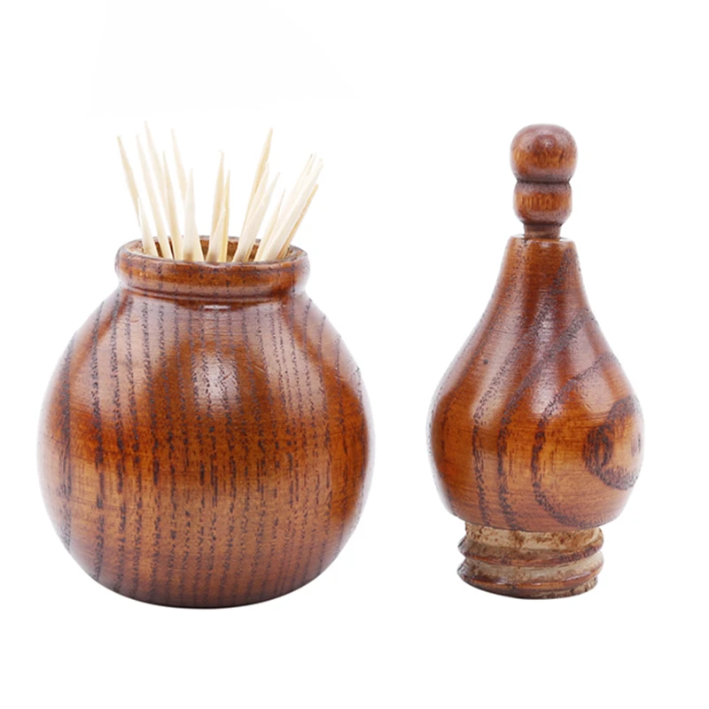 Handcrafted Wooden Toothpick Box Vintage Home Accessories Chinese Style Creative Gourd Shaped Wood Toothpick Holder