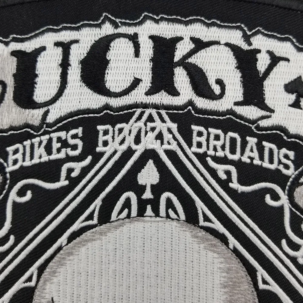 T170613 (5)0.5 inches LUCKY 7 Huge Embroidery Biker Patches for Jacket Back MC PUNK Badge Custom From Chinese Big Factory