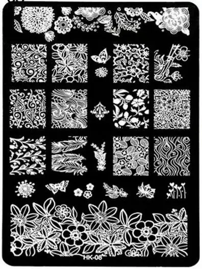 1 шт HK изображения пластины XL большой цветок бабочка птица шаблон для стемпинга для нейл-арта, изображения животных штамп пластины ногтей штамповки пластины(11 - Цвет: 8