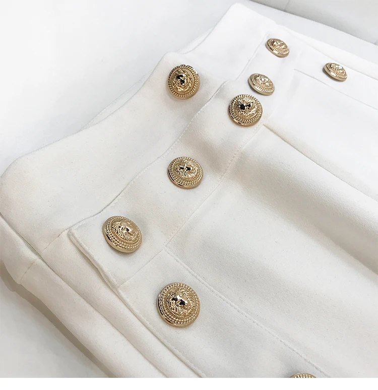 Высокое качество новейшая мода Подиумные дизайнерские брюки женские металлические кнопки льва широкие брюки