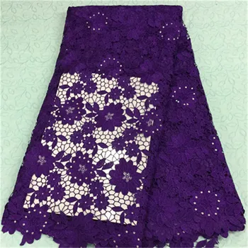 

(5yards/pc)BW86-6,African lace fabric with rhinestone,Fashionable purple french flower guipure lace fabric for party dress