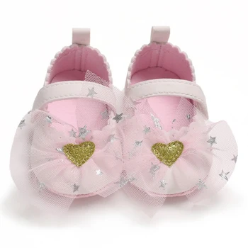 

Lovely Newborn Baby First Walkers Toddler Girl Crib Shoes Pram Soft Sole Prewalker Non-Slip Princess Baby Shoes 0-18M