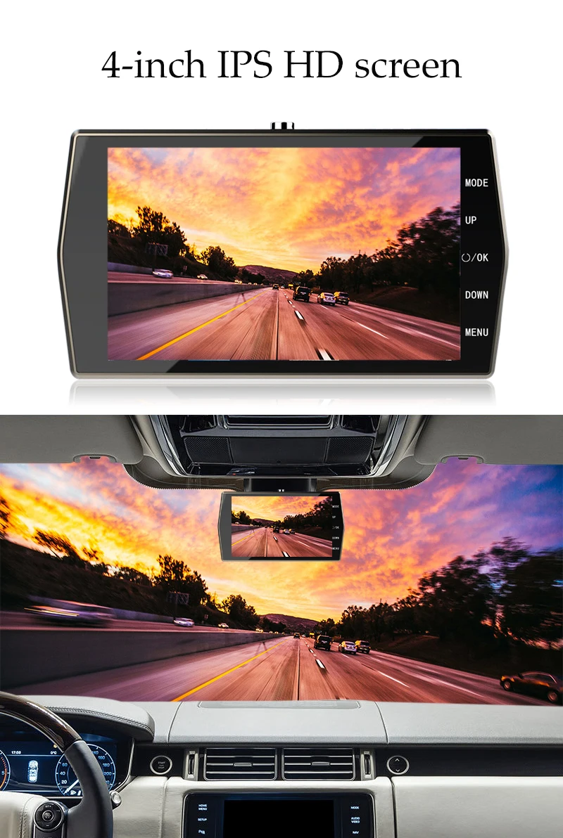 Full HD 1080P Dash Camera Car DVR Dual Lens 4 IPS Front+Rear Night Vision Camera video registrator recorder Car Parking Monitor (4)
