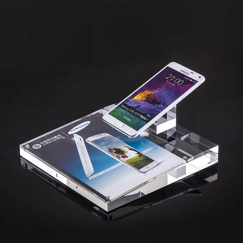 Universal do Telefone Móvel de Acrílico Stand para Samsung Lote Limpar Titular Exibição Celular Telefone 6 7 Varejo Montagens 21*21 cm 10 Pçs - 2 Sistema EAS