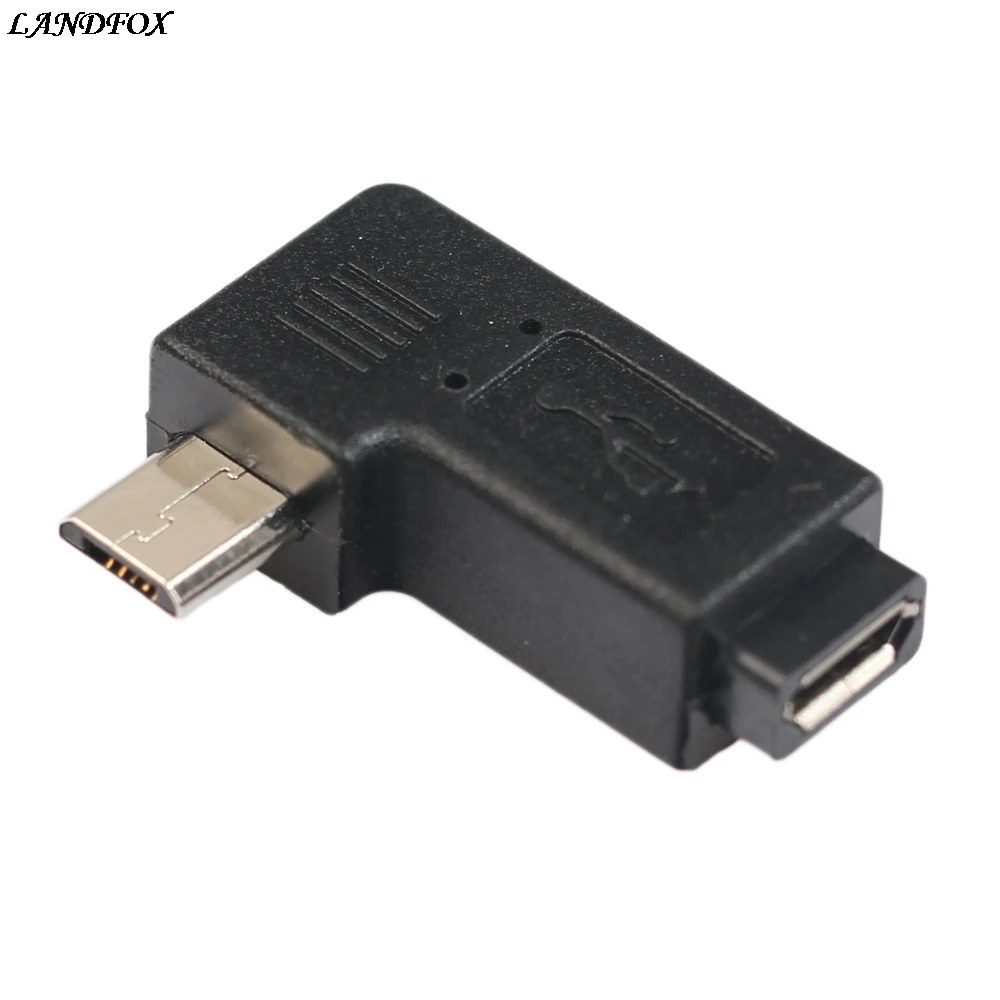 NEW 90 Degree Left+right Angle Micro USB B Male to Female Plug Adapters