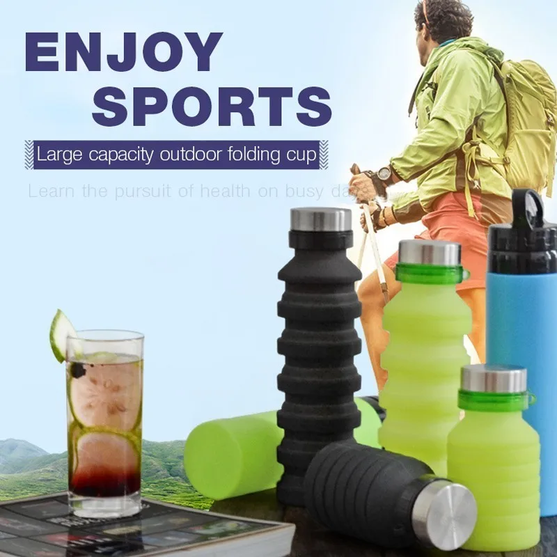 

Originality Outdoors Travel Silica Gel Fold Motion Kettle Will Capacity 550ml Flexible Cup Portable Water Bottle Drinkware