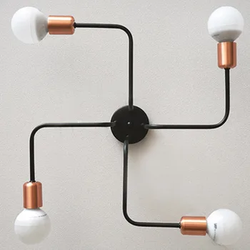 

Nordic Iron Ceiling Light Creative Living Room Study Bar Decorative Home personality Restaurant ceiling lamps black 4 heads ZA