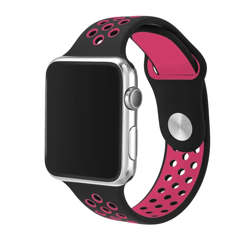 Спортивный силиконовый ремешок для наручных часов Apple Watch серии 1 2 3 4 сменный ремешок с воздухопроницаемым отверстием для наручных часов iWatch, ремешок 40/44 мм, 38 мм/42 мм длина браслета
