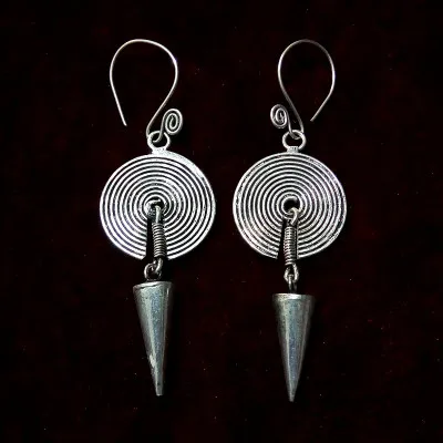 

long Earrings Miao jewelry handmade Miao silver personality earrings ring hanging bell earrings crafts