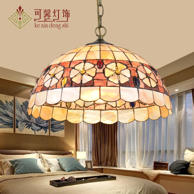 

European Tiffany ceiling retro shell Mediterranean Sea pastoral Ceiling Lights luminaria teto Ceiling Lamps For Home Decoration