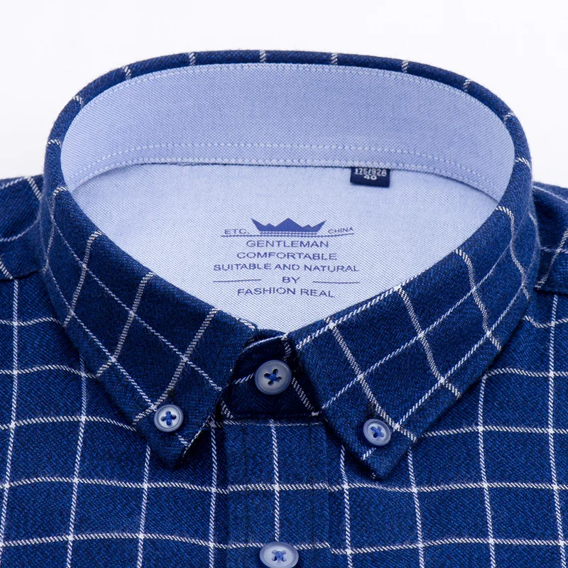 2018 New Brand Long Sleeve Flannel Shirts 100% Cotton Plaid Shirt Casual male Plus Size mens Blouse Tops Plus Size 5XL 17 colors