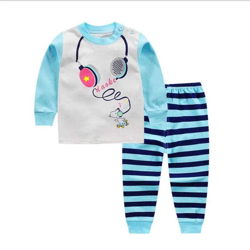 Рубашка с рисунком+ штаны; комплект детской одежды из 2 предметов; комплект одежды с длинными рукавами для маленьких мальчиков и девочек