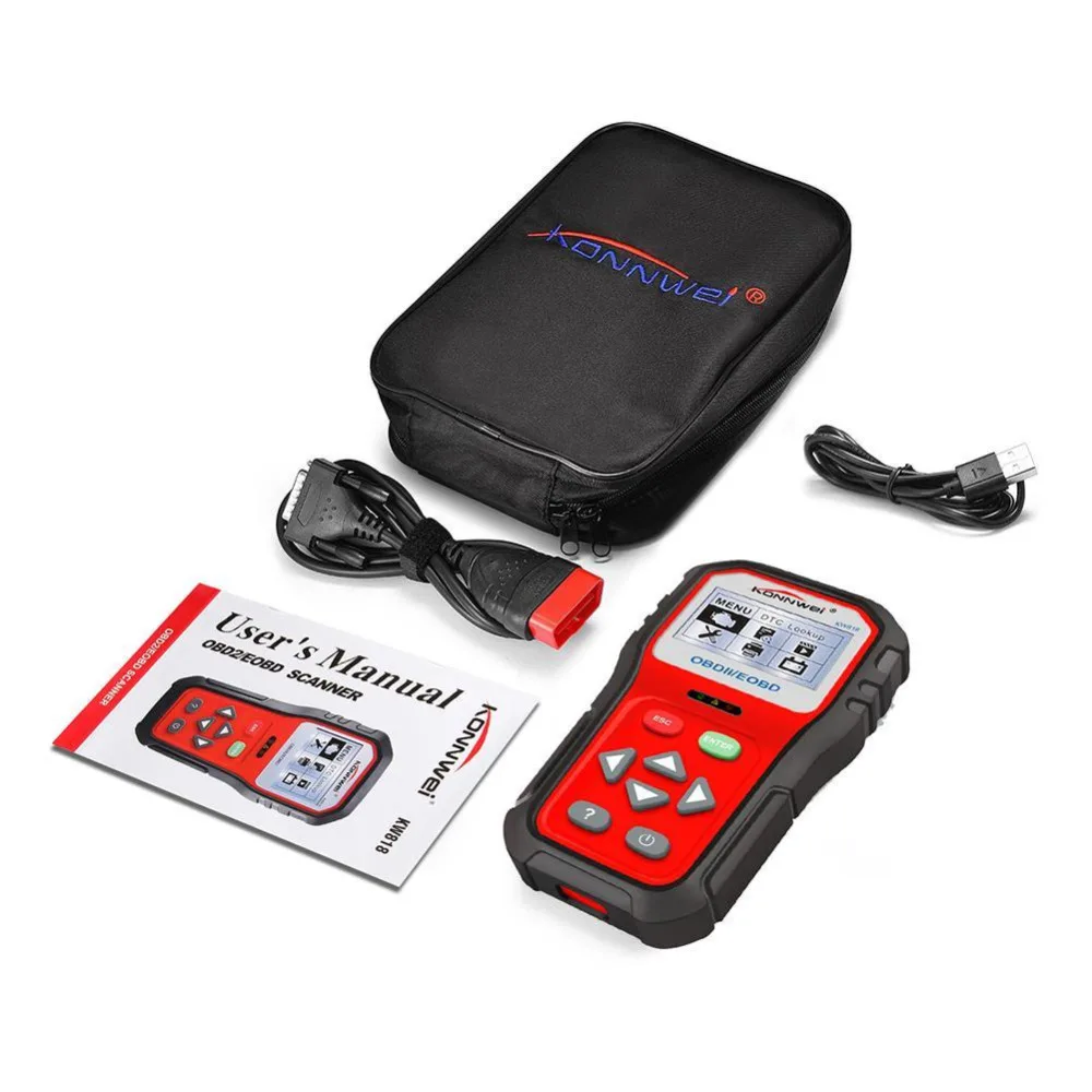 KONNWEI KW818 OBD2 инструмент диагностики Шина CAN автомобиль код читателя KW818 OBD II Multi-Язык сканер лучше, чем NX501 MS509 ELm327