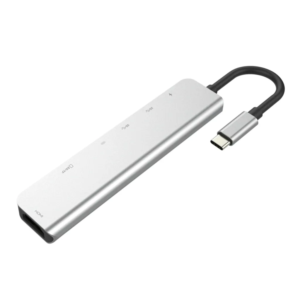 USB C концентратор 7-в-1 Тип C Hub адаптер с HDMI USB 3,0 Порты SD микро кардридер USB-C Мощность доставки