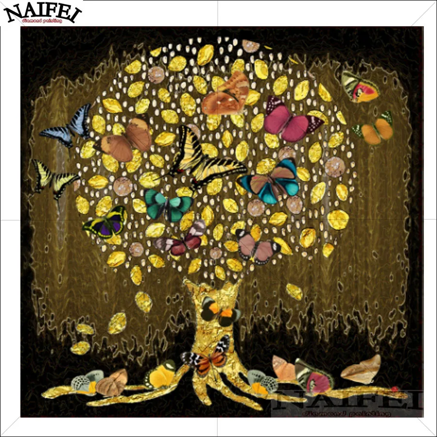 

3d Diamond Painting Cross Stitch Diamond Embroidery Tree of Life with Butterflies,Mosaic Full Drill Home Decor DIY Painting gift