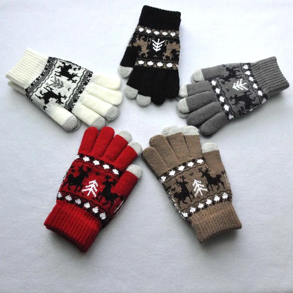 Feitong Кристальные мужские и женские Рождественские Зимние теплые вязаные милые перчатки wapiti Pint screen высокого качества модный подарок