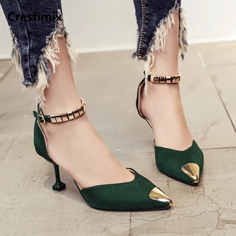 Marlisasa Femmes Hauts Talons Women Cute High Quality Pointed Toe High Heel Pumps Female Fashion Casual Green Office Pumps F702