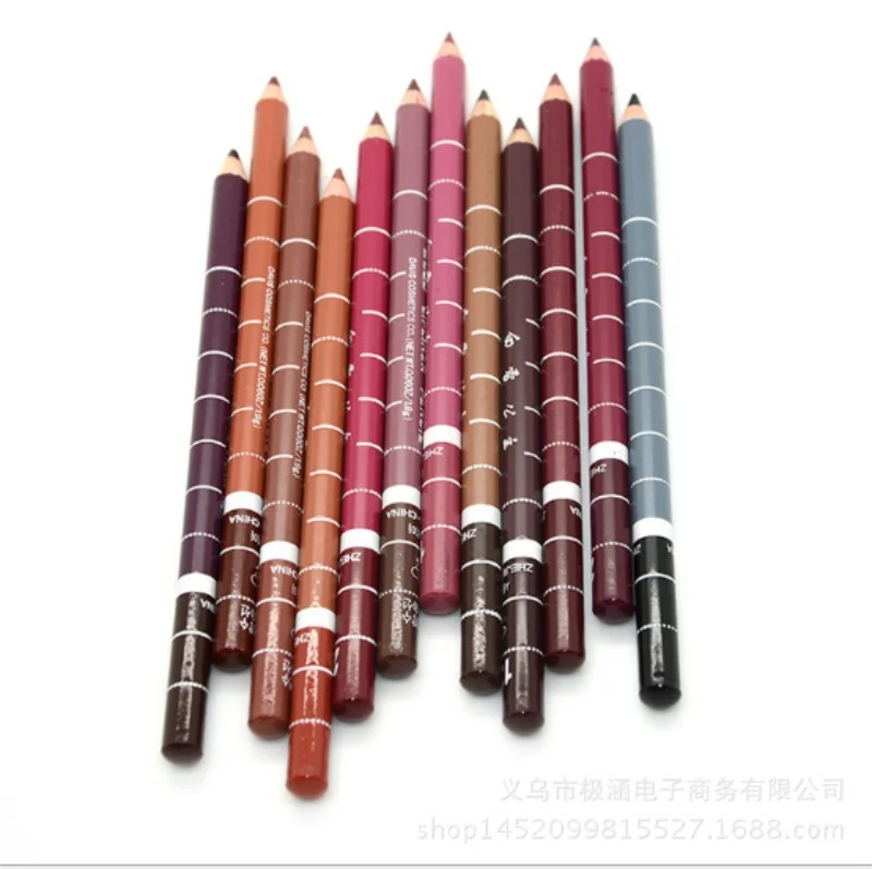 Профессиональный карандаш для губ водонепроницаемый деревянный смешанный карандаш для губ 12 цветов в наборе Контурный карандаш для губ/DHL 50 набор