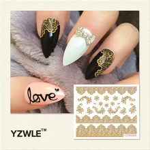 YWK 1 лист Горячие золотые стикеры 3D на ногти Nail Art DIY ногтей декоративные наклейки фольга обертывания Маникюр Инструменты для укладки(YZW-6009