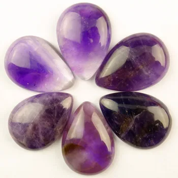 

6Pcs 32x23x8mm Brazil Natural Amethysts Teardrop Cab Cabochon Dw034(Send Randomly)