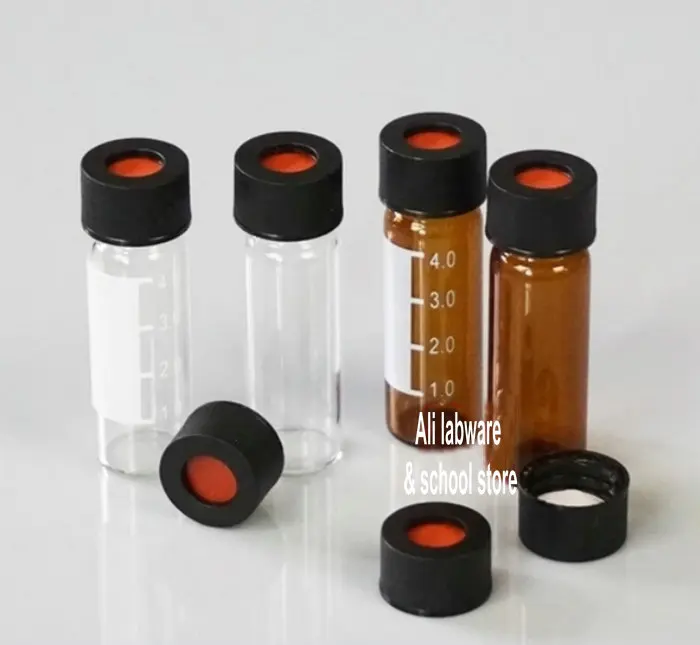 100pcs/lot 4ml lab glass clear/brown liquid chromatography sample bottle screw automatic headspace injection | Канцтовары для офиса
